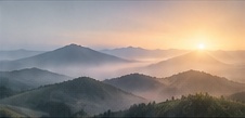 Sunrise over a mountain landscape
