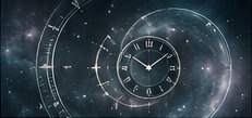 Clock and cosmic imagery